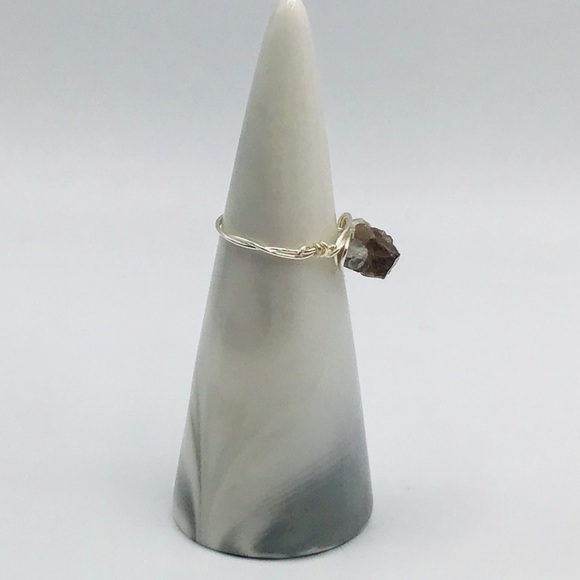 New Ring Natural Raw Smokey Quartz Labradorite Wire Wrapped Dainty Siz… - Picture 6 of 9